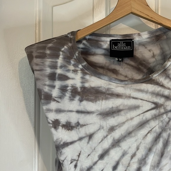 NWT Alla Berman | Tylar Top Tie Dye Scoop Neck Shoulder Padding Cotton Tee Med - Picture 3 of 7